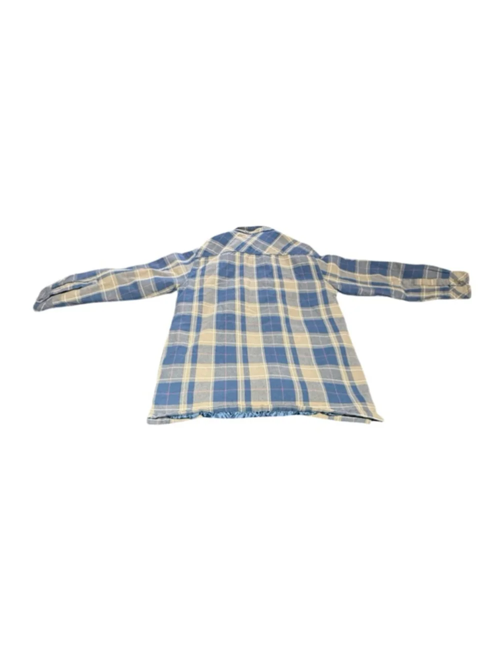Men's ADVENTURIDGE Lightweight Shirt Jacket L Blue Beige Plaid #843